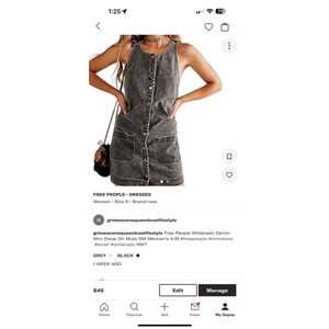 Women's Free People Mini Dress Size S Grey Black